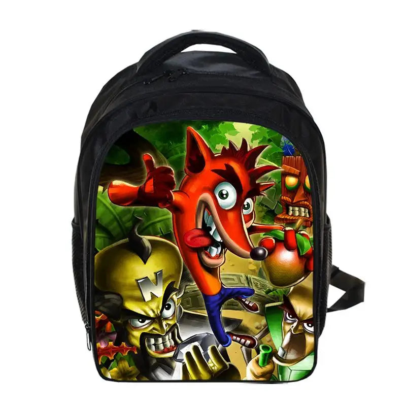 13 Inch Game Crash Bandicoot Backpack Cartoon Kindergarten Backpacks Boys Girls Children School Bags Kids Book Bag Gift