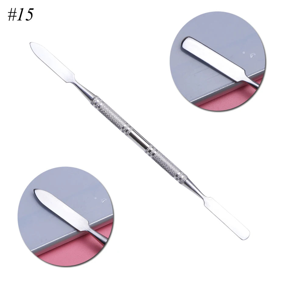 1pcs Double-ended Stainless Steel Nail Cuticle Pusher Tweezer For Dead Skin UV Gel Polish Remove Pedicure Manicure Tool LY01-16