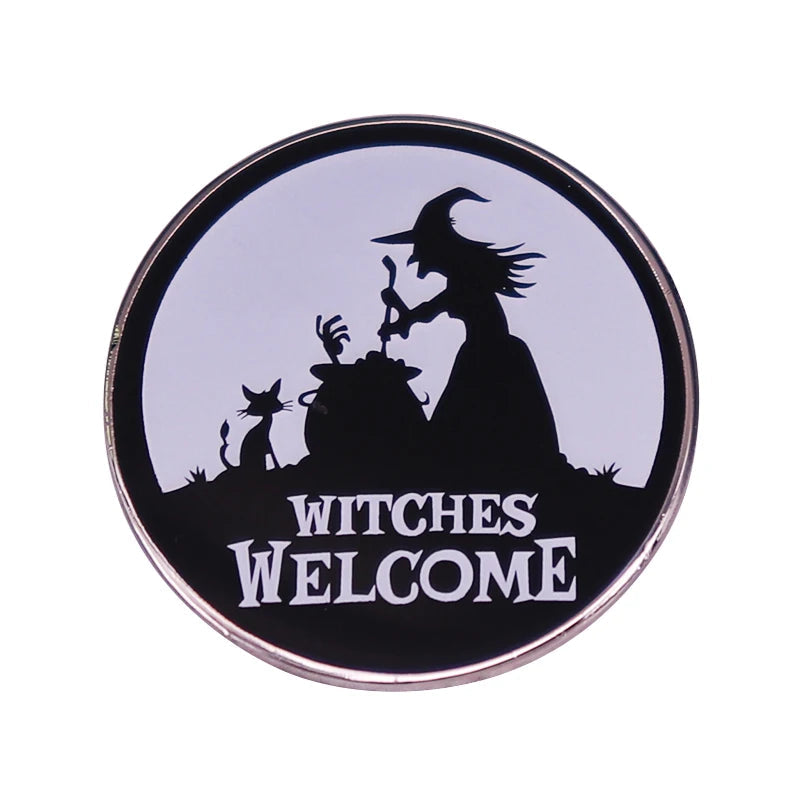 Witch Lapel Pin Collection Magic Broomstic Brooch Ice Cream Mug Frappuccinoo Badge Witches Welcome Jewelry Viralgem Store