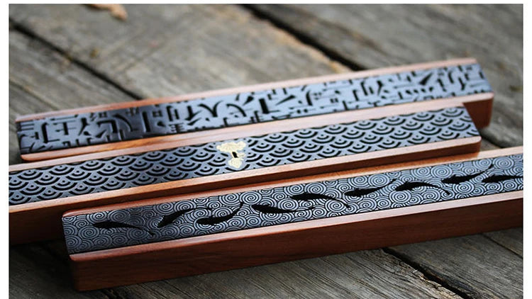 1pc Antique personality solid wood hollowed out line incense box portable sleeping incense box incense box incense fumigation