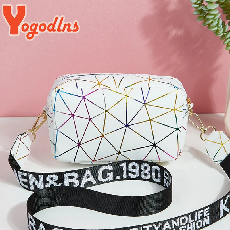Yogodlns Fashion Laser Shoulder Messenger Bag Female Small Square Bag PU Leather Crossbody Bag Trendy New Satchel Bag Bolsa Viralgem Store