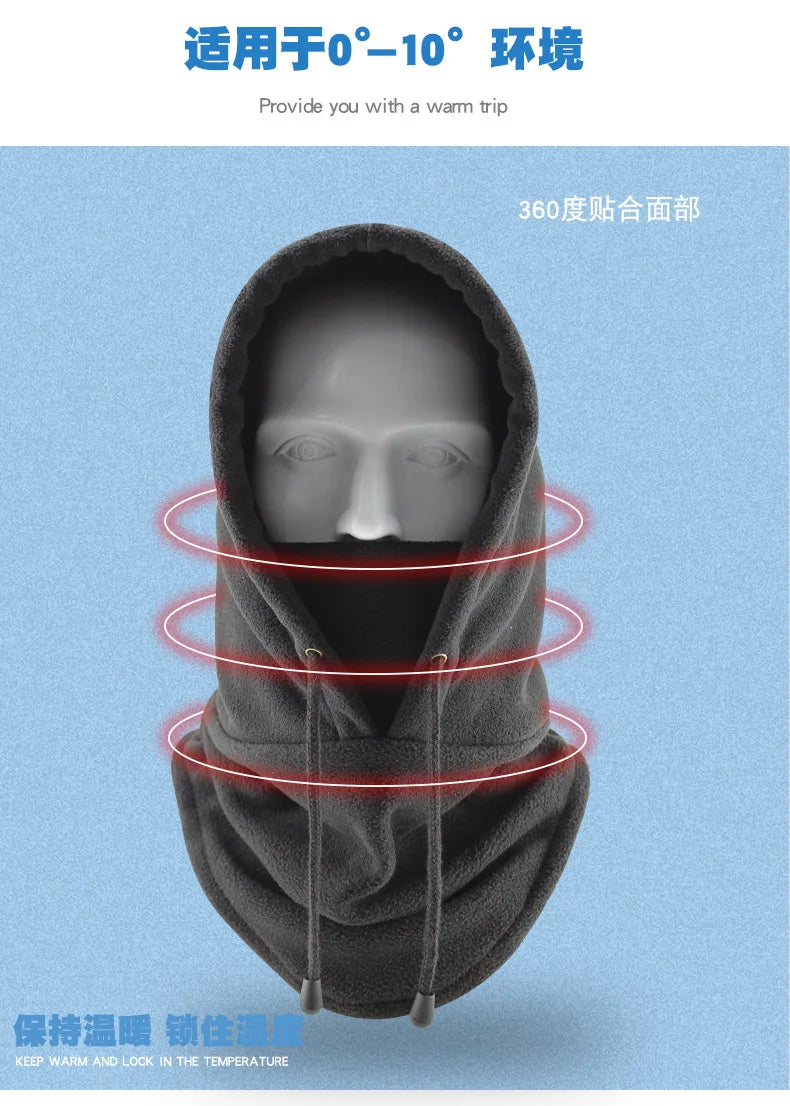 Thermal Fleece Balaclava Hat Hooded Neck Warmer Cycling Face Mask Outdoor Winter Skiing Sport Face Mask Men Cycling Masked Caps Viralgem Store