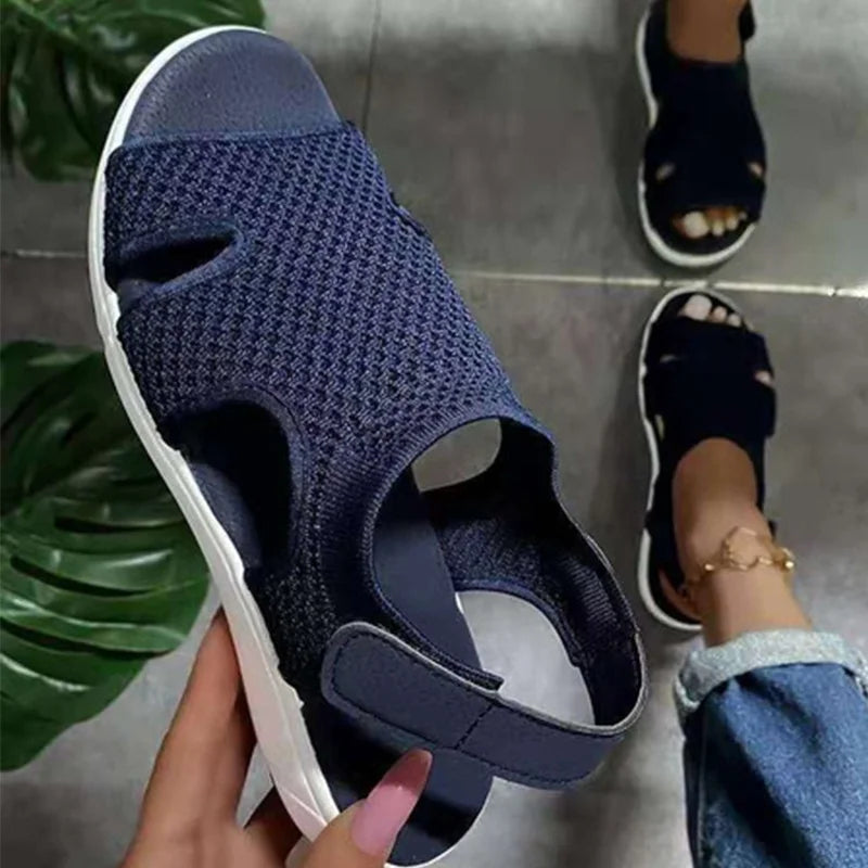 2021 New Summer Women Sandals Sexy Shoes Crystal Casual Woman Flats Buckle Strap Ladies Fashion Beach Shoe Big Size