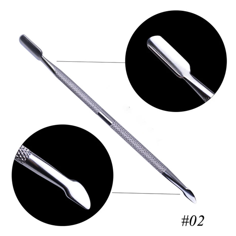 1pcs Double-ended Stainless Steel Nail Cuticle Pusher Tweezer For Dead Skin UV Gel Polish Remove Pedicure Manicure Tool LY01-16
