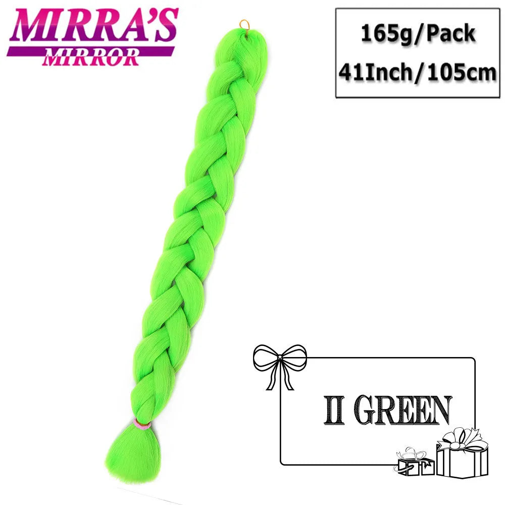 82 Inch Pure Color Jumbo Braiding Hair Extensions Synthetic Braids Ombre Hair For Box Braid Support Wholesale Mirra’s Mirror