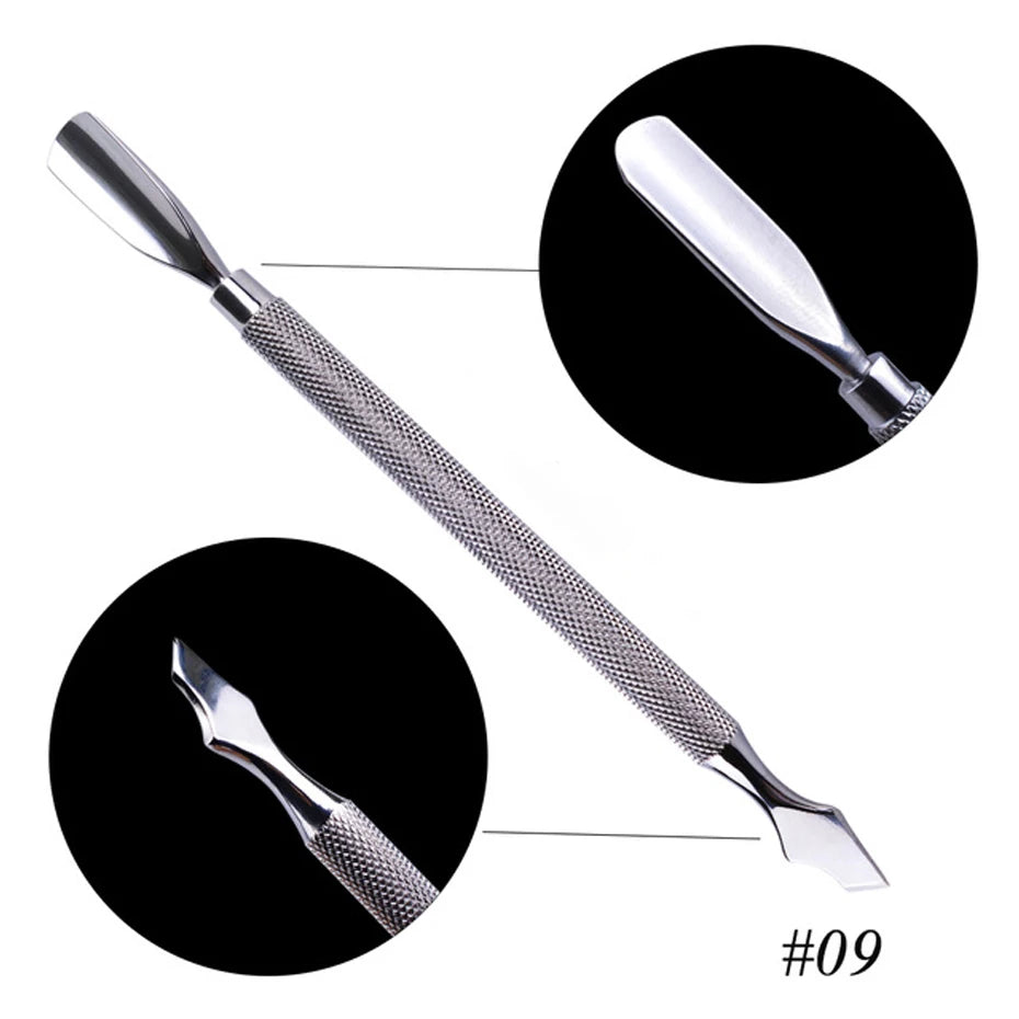 1pcs Double-ended Stainless Steel Nail Cuticle Pusher Tweezer For Dead Skin UV Gel Polish Remove Pedicure Manicure Tool LY01-16