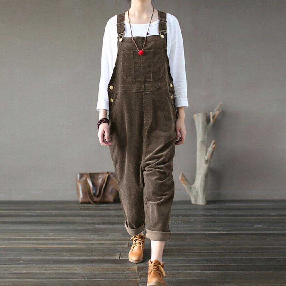Winter Corduroy Jumpsuit Women Wide Leg Overalls Solid Color Loose Sleeveless Wide Leg Jumpsuit combinaison femme Комбинезоны Viralgem Store
