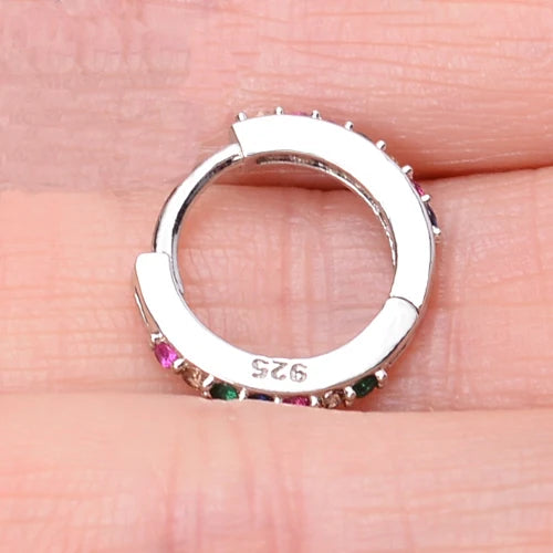 1 Pcs Fashion Exquisite Crystal Zircon Hoop Earrings for Women Rainbow Cartilage Helix Tragus Earring Stud Body Piercing Jewelry Viralgem Store