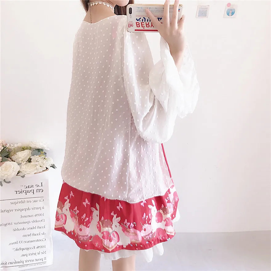 Sun-protective clothing sweet lolita coat lantern sleeve kawaii girl white victorian clothes tea party gothic lolita coat loli
