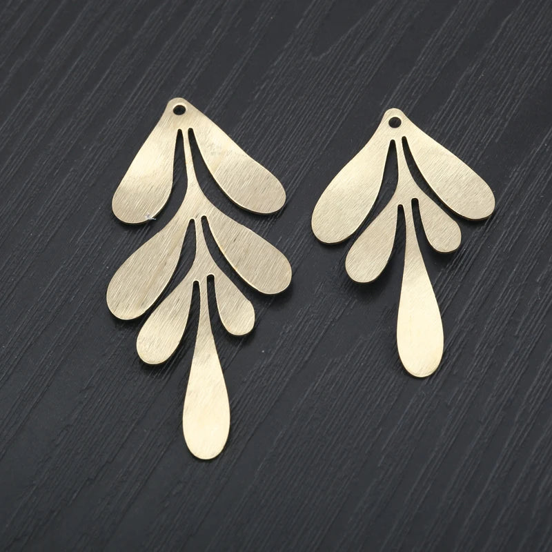 10Pcs Raw Brass Leafy Vine Charms Flower Leaf Pendant for Diy Boho Leaves Earrings Necklace Goddess Hippie Jewelry Making
