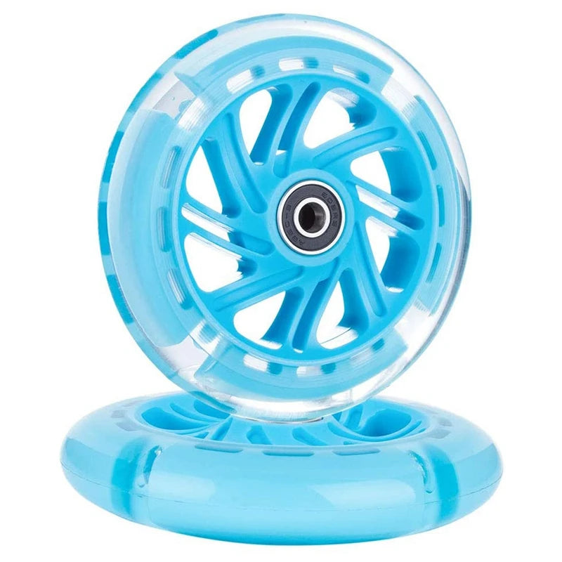 1Pair 120mm Children Scooter LED Lights Flashing Wheels with Bearings Front/Rear LED Flashing Scooter Wheels