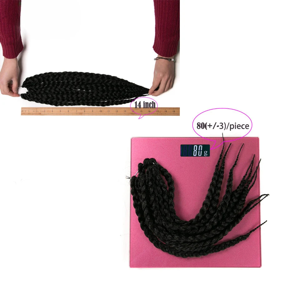 VERVES Short Box Braids Synthetic 5 Piece/Pack Crochet Hair Pre-Looped Braiding Extensions 14 inch for Asian Women Black Brown Viralgem Store