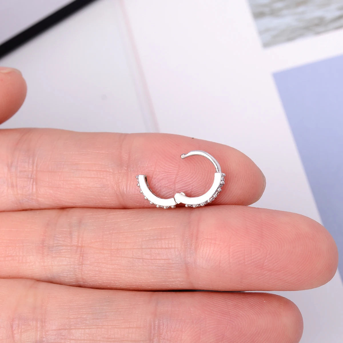 1 Pcs Fashion Exquisite Crystal Zircon Hoop Earrings for Women Rainbow Cartilage Helix Tragus Earring Stud Body Piercing Jewelry Viralgem Store