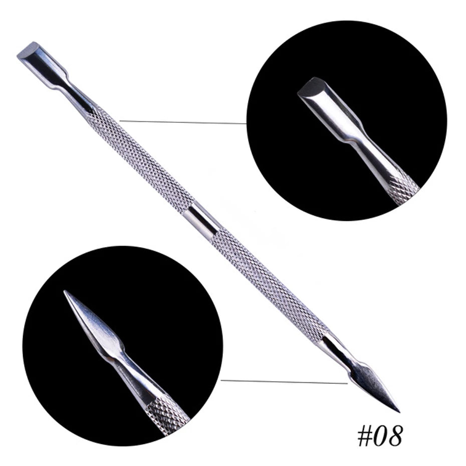 1pcs Double-ended Stainless Steel Nail Cuticle Pusher Tweezer For Dead Skin UV Gel Polish Remove Pedicure Manicure Tool LY01-16