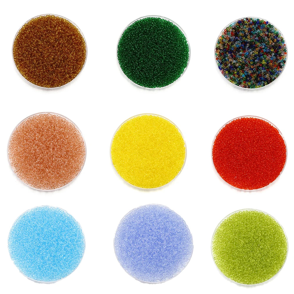 1000/1800Pcs 2mm Transparent Color Czech Glass Seed Beads Round Loose Beads for DIY Bracelet Earrings Jewelry Making Accessories