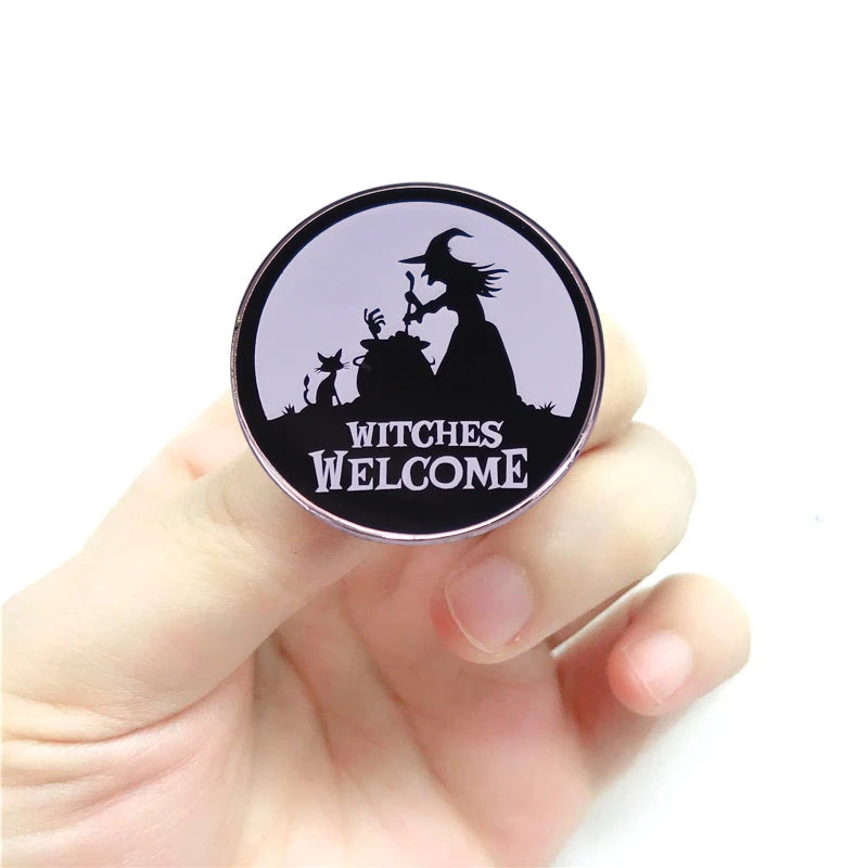 Witch Lapel Pin Collection Magic Broomstic Brooch Ice Cream Mug Frappuccinoo Badge Witches Welcome Jewelry Viralgem Store