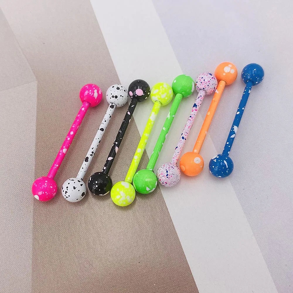 10Pcs/Lot Sexy Mixed Colorful Tongue Rings Surgical Stainless Steel Piercing Tongue Studs  For Women Men Body Piercing Jewelry Viralgem Store