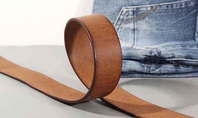 Vintage Luxury Handmade Leather Copper Buckle Man's Belt Cinturon Gotico Cowhide Retro All-match Casual Jeans Soft Belt ABC Viralgem Store