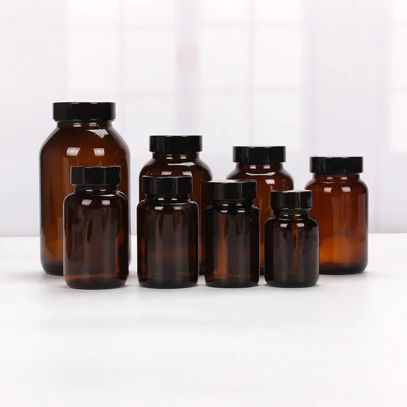 12-200ML Big Head Amber Brown Glass Bottle Aromatherapy Liquid For Essential Basic Massage Oil Pipette Bottles Refillable