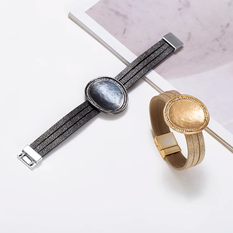 WYBU Wrap Leather Bracelets for Women Fashion Metal Leather Bracelet Charm Couple Wholesale Jewelry Dropshiping