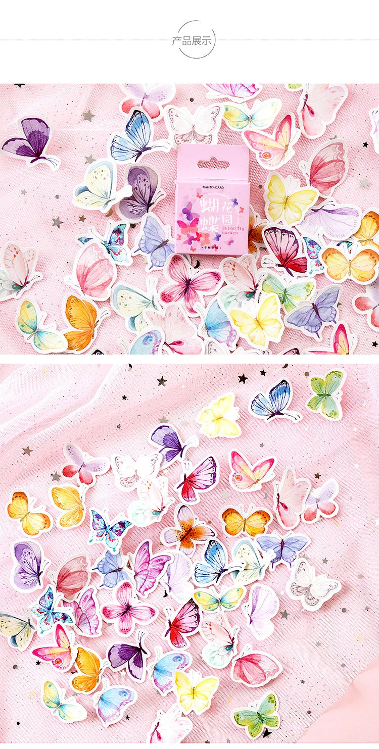 45pcs/box Lovely Butterfly Label Stickers Set Decorative Stationery Craft Stickers Scrapbooking Diy Diary Album Stick Label Viralgem Store