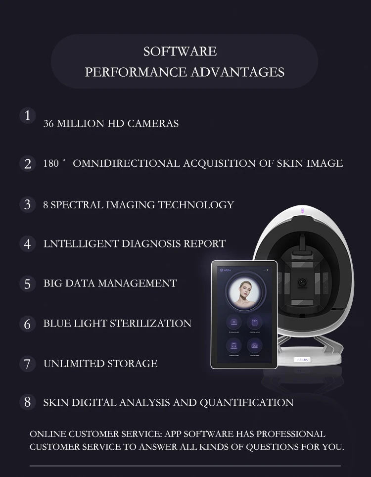 AISIA Q1 3D AI Facial Skin Analyzer Detection Skin Problem Diagnosis 8 Spectrum Professional Analysis Beauty Salon Equipment Viralgem Store