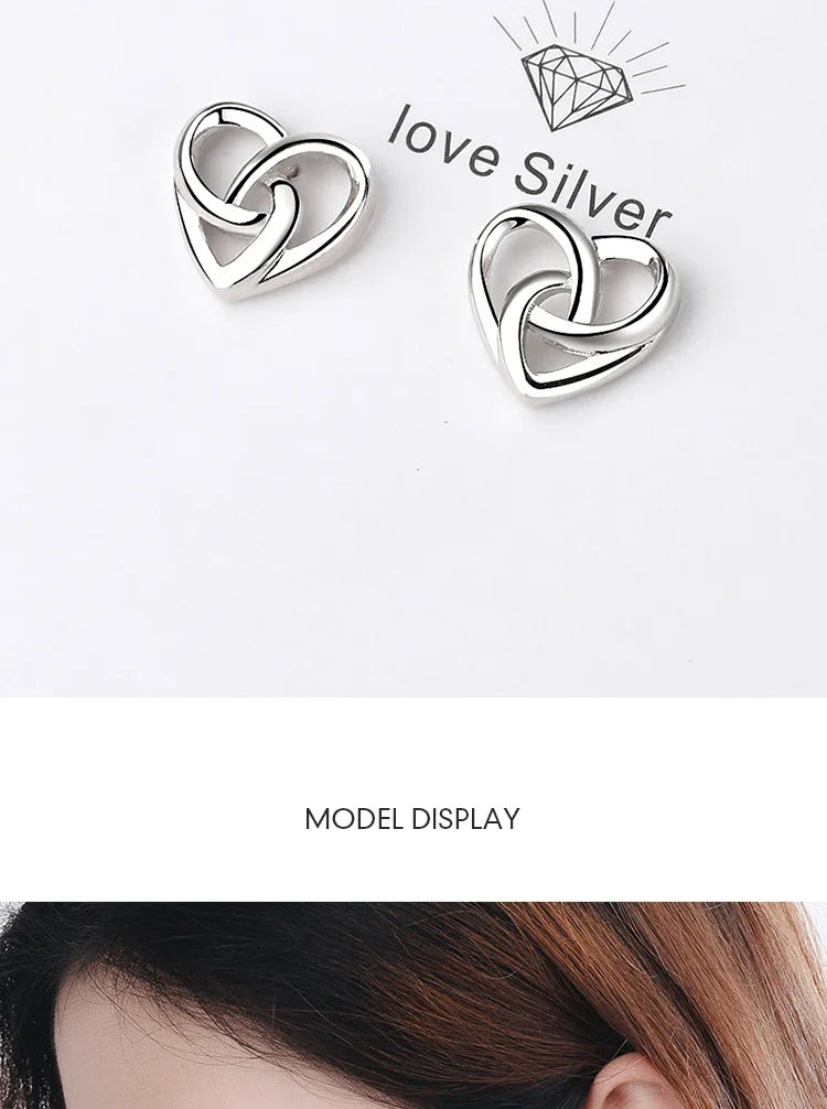 925 Sterling Silver Love Heart Stud Earrings For Women Luxury Designer Jewelry Best Selling   GaaBou