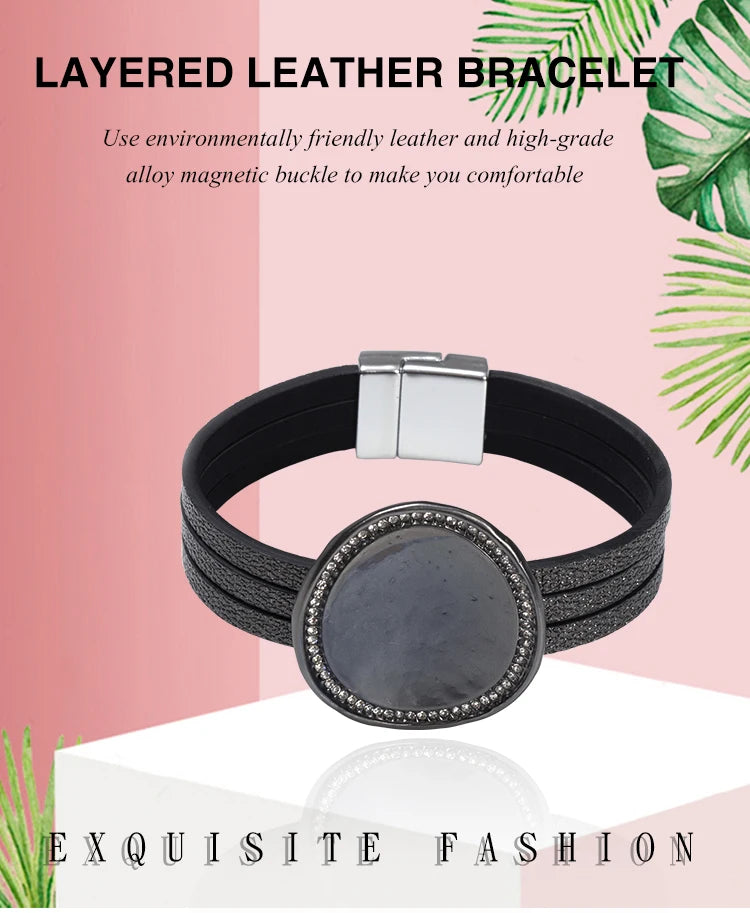 WYBU Wrap Leather Bracelets for Women Fashion Metal Leather Bracelet Charm Couple Wholesale Jewelry Dropshiping