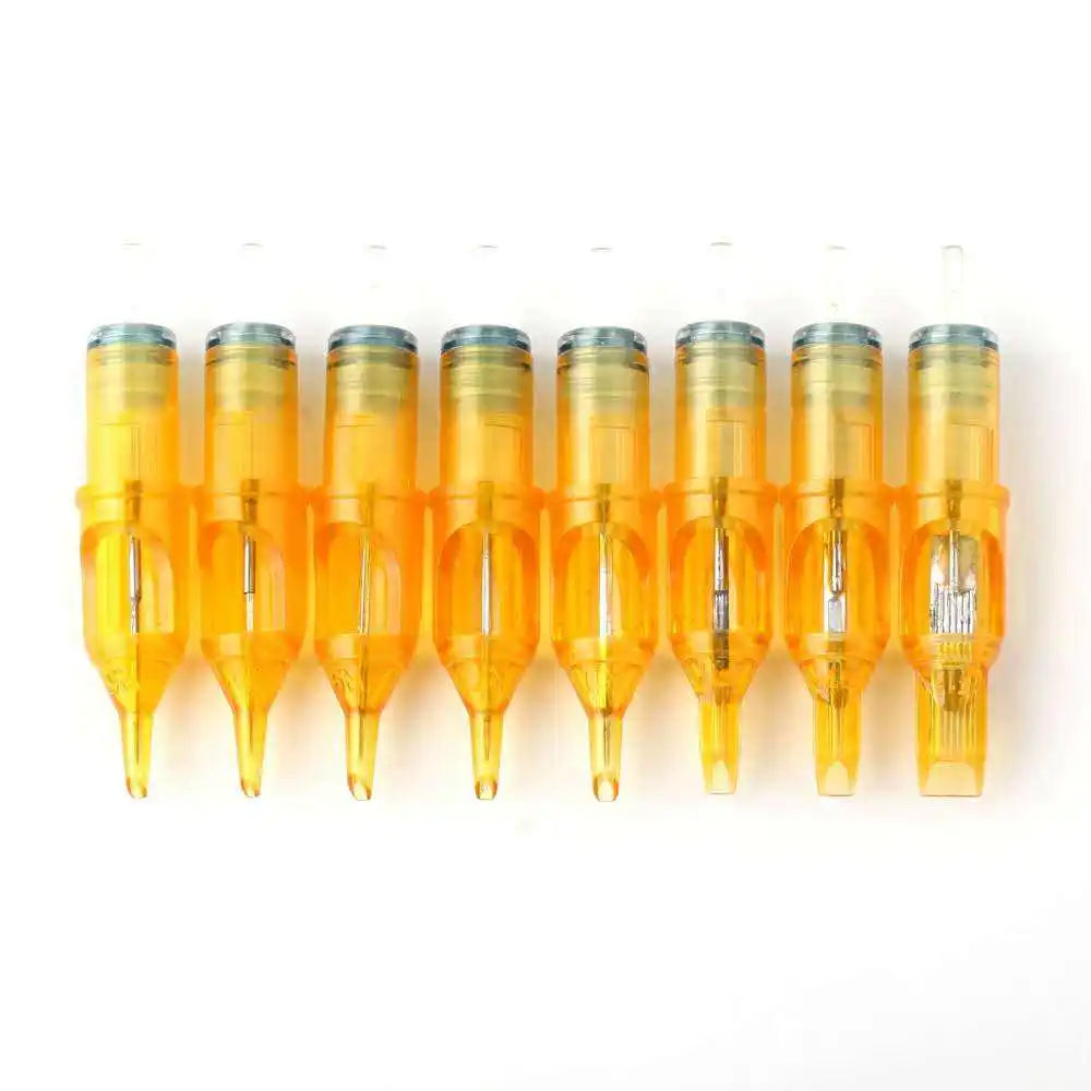 20pcs Yellow Dragonfly Tattoo Cartridge Needle Agujas RL RM RS M1 Body Easy To Color For Machine Permanent Makeup Eyebrow Beauty