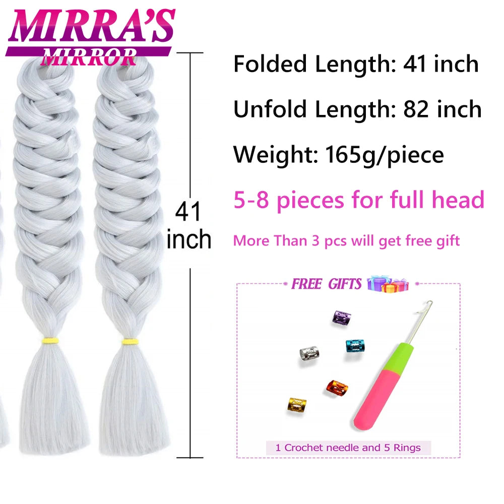 82 Inch Pure Color Jumbo Braiding Hair Extensions Synthetic Braids Ombre Hair For Box Braid Support Wholesale Mirra’s Mirror