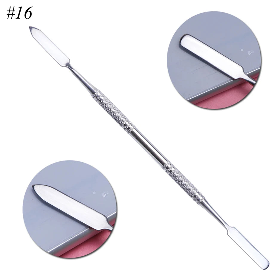1pcs Double-ended Stainless Steel Nail Cuticle Pusher Tweezer For Dead Skin UV Gel Polish Remove Pedicure Manicure Tool LY01-16