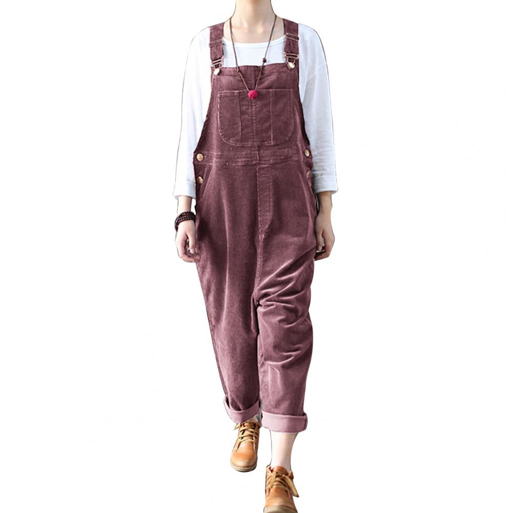 Winter Corduroy Jumpsuit Women Wide Leg Overalls Solid Color Loose Sleeveless Wide Leg Jumpsuit combinaison femme Комбинезоны Viralgem Store