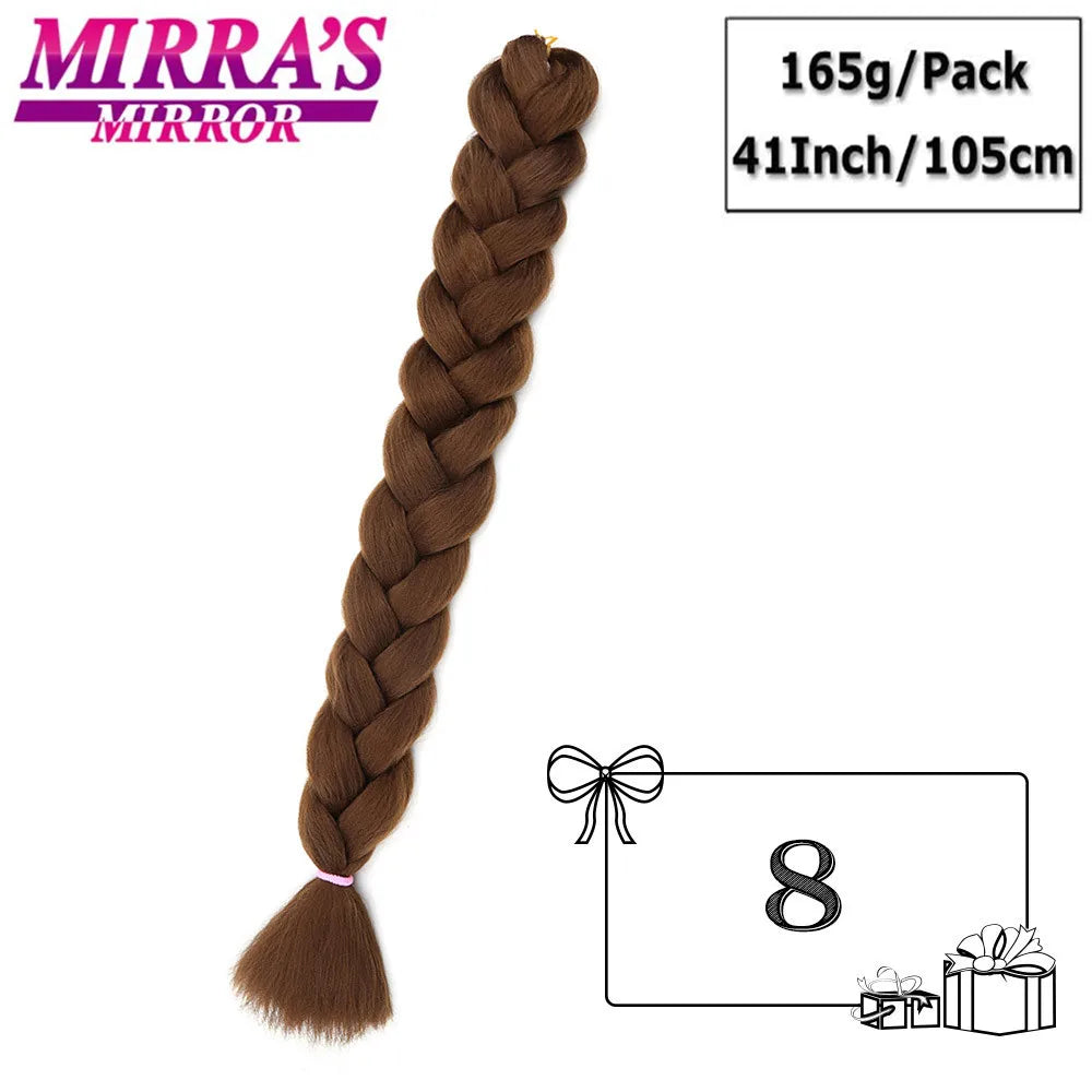 82 Inch Pure Color Jumbo Braiding Hair Extensions Synthetic Braids Ombre Hair For Box Braid Support Wholesale Mirra’s Mirror