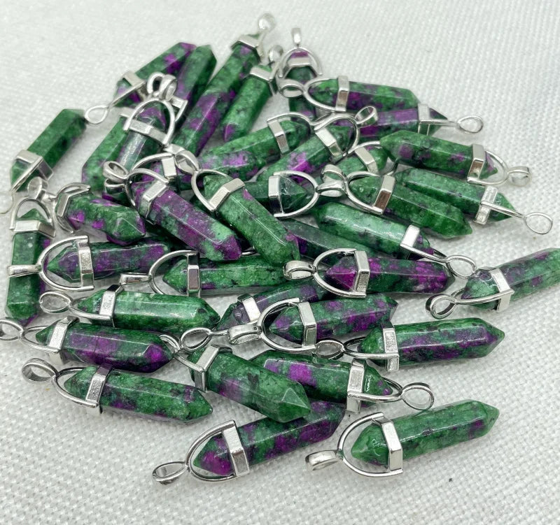 Wholesale Natural Gem Stone Quartz Crystal Turquoise Hexagonal Pendulum Reiki Charm Pendants DIY Jewelry Making Necklaces 10Pcs Viralgem Store