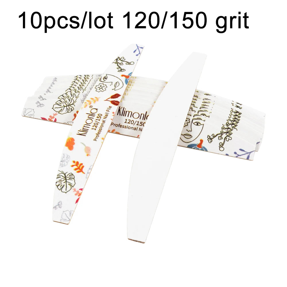 10Pcs/Lot Nail File 100 180 Grit Professional Wooden Two Sided Sanding Files Washable Nails Accessories Manicure Salon Tools