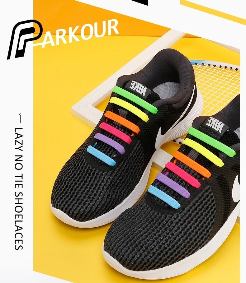 2024 New Silicone Elastic Shoelaces Fashion Unisex Athletic No Tie Shoe Lace All Sneakers Color Shoelaces for Kids and Adults