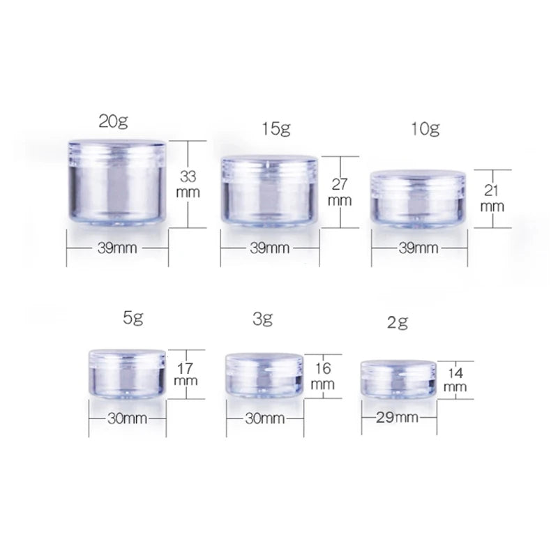 10pcs Make Up Jar Cosmetic Sample Empty Container Plastic Round Lid Small Bottle Eyeshadow Cream Travel Pot 2g 3g 5g 10g 15g 20g