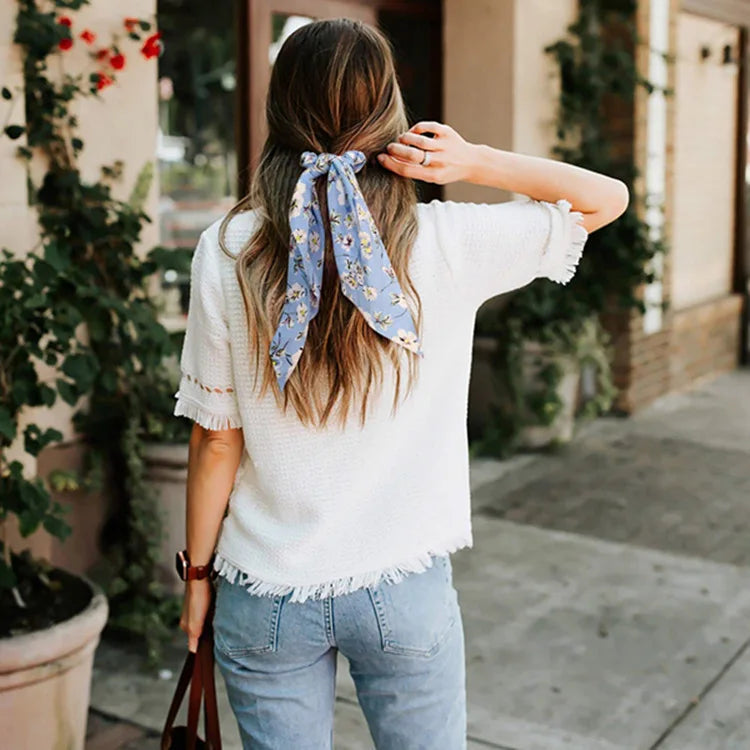 2020 Women Streamers Scrunchies Polka Dot Print Elastic Bow Hair Rope Girl Hair Ties Korean Sweet Hair Accessories Headwear Viralgem Store