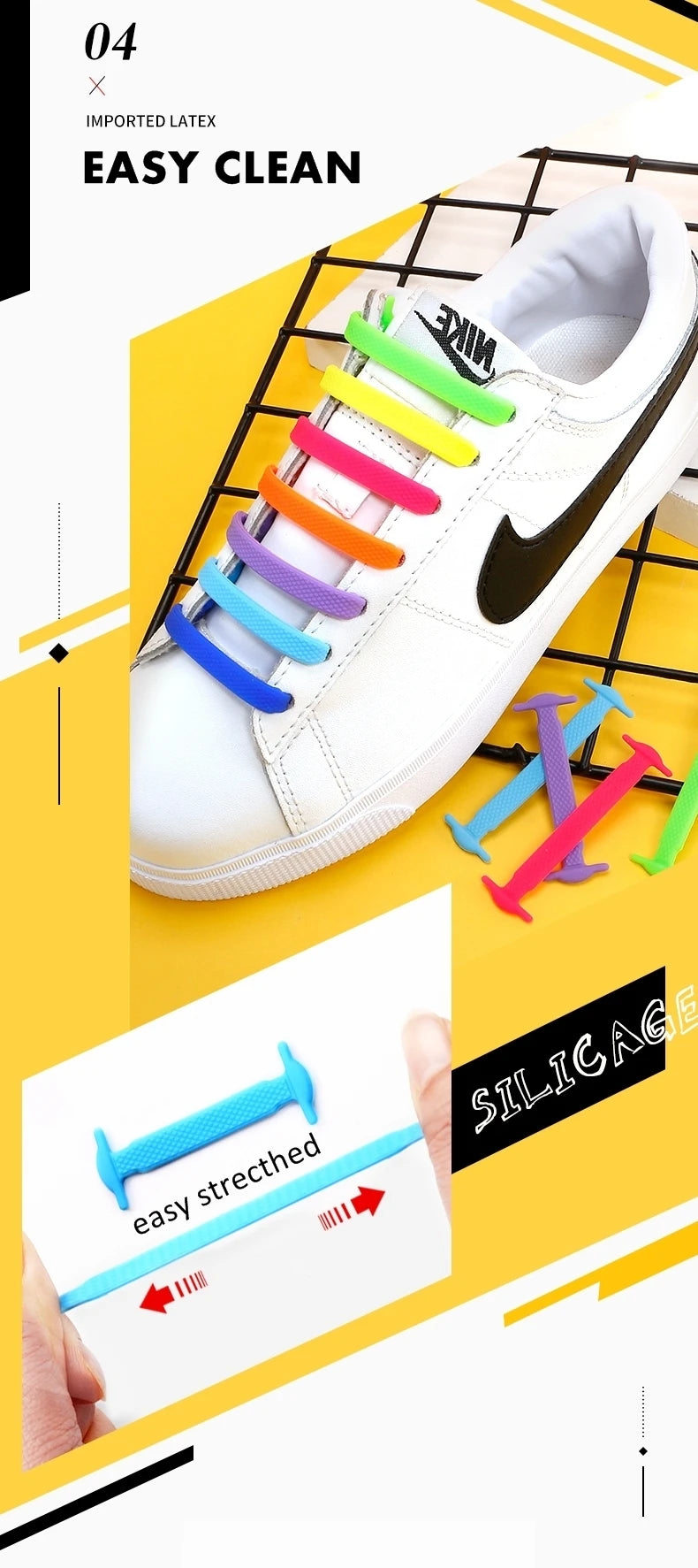 2024 New Silicone Elastic Shoelaces Fashion Unisex Athletic No Tie Shoe Lace All Sneakers Color Shoelaces for Kids and Adults
