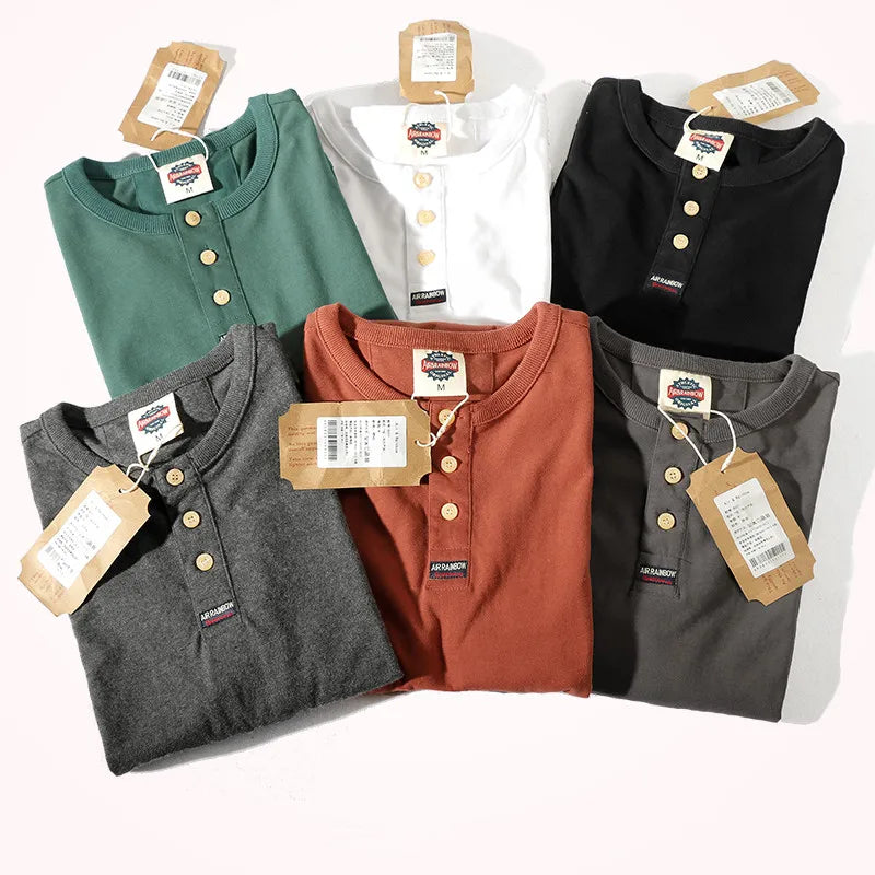 2023 Autumn New Men's Fashion Simple Long Sleeve O-neck Pure Cotton Solid T-shirt Bottomed Shirt Retro American Casual