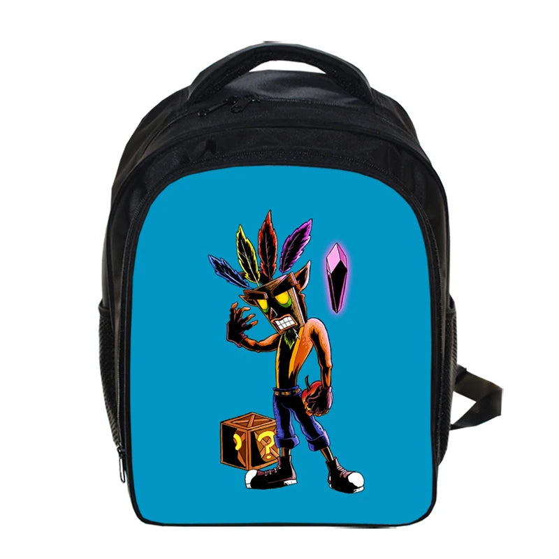 13 Inch Game Crash Bandicoot Backpack Cartoon Kindergarten Backpacks Boys Girls Children School Bags Kids Book Bag Gift