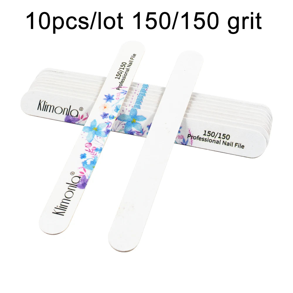 10Pcs/Lot Nail File 100 180 Grit Professional Wooden Two Sided Sanding Files Washable Nails Accessories Manicure Salon Tools