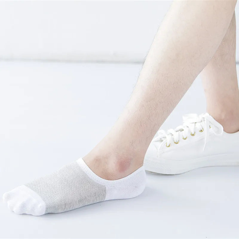 5Pairs Fashion high quality man Non-slip Silicone Invisible Compression Socks Male Ankle Sock Breathable Meias Cotton Boat Socks