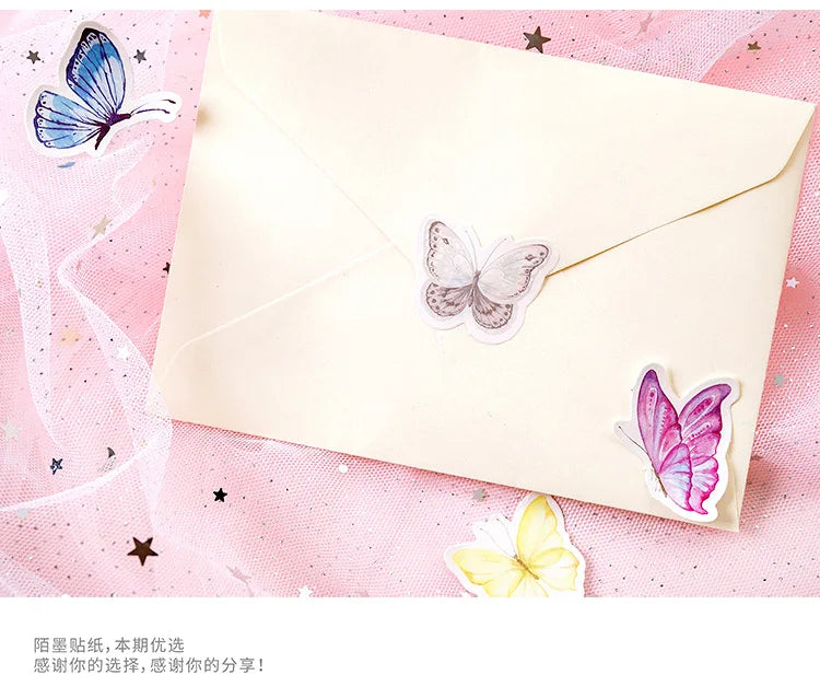 45pcs/box Lovely Butterfly Label Stickers Set Decorative Stationery Craft Stickers Scrapbooking Diy Diary Album Stick Label Viralgem Store