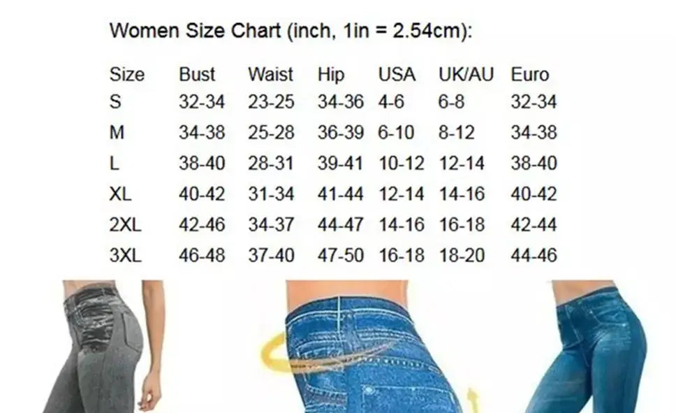 2023 Women's Spring and Summer Tight Imitation Jeans, Smart Slim Fashion, Large Tight Pants, False Pocket Women's Fitness Pants