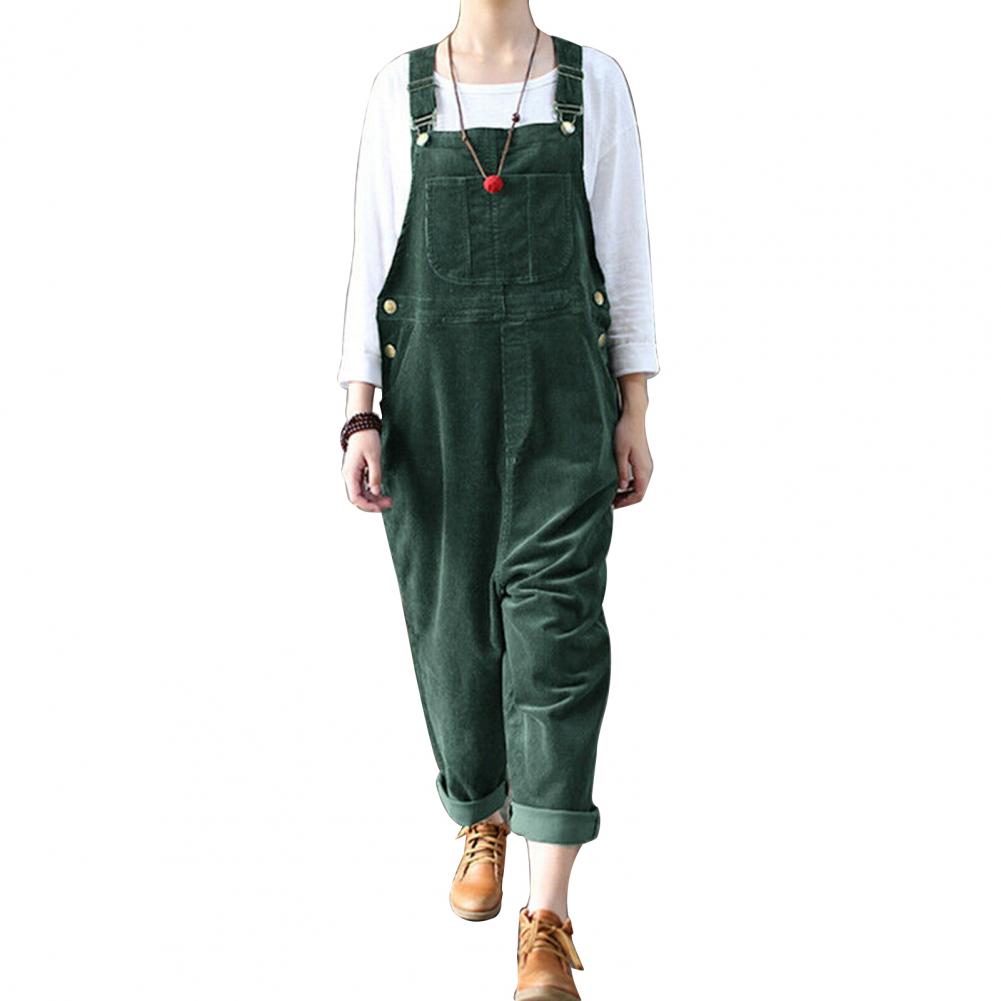 Winter Corduroy Jumpsuit Women Wide Leg Overalls Solid Color Loose Sleeveless Wide Leg Jumpsuit combinaison femme Комбинезоны Viralgem Store