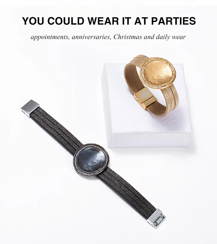 WYBU Wrap Leather Bracelets for Women Fashion Metal Leather Bracelet Charm Couple Wholesale Jewelry Dropshiping