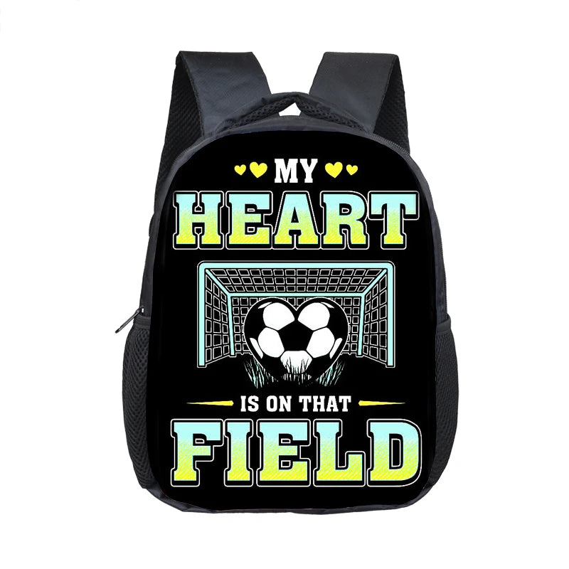 12 Inch Cool Soccerly / Footbally Print Backpack for 2-4 Years Old Kids Children School Bags Small Toddler Bag Kindergarten Bags