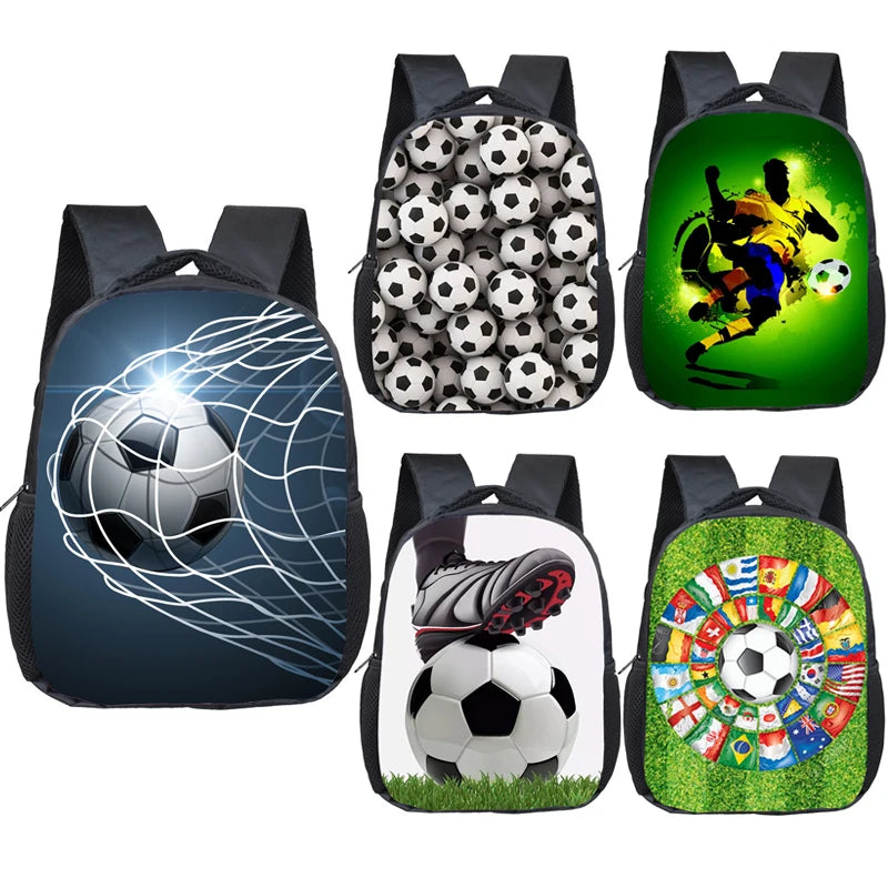 12 Inch Cool Soccerly / Footbally Print Backpack for 2-4 Years Old Kids Children School Bags Small Toddler Bag Kindergarten Bags