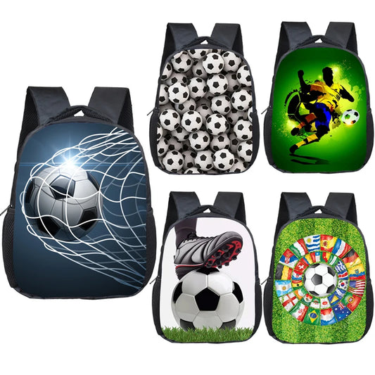 12 Inch Cool Soccerly / Footbally Print Backpack for 2-4 Years Old Kids Children School Bags Small Toddler Bag Kindergarten Bags